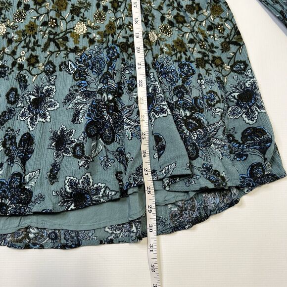 Free People Dress Womens Medium Lucky Loosey Mini Tunic Blue Paisley Floral Boho - Picture 10 of 11